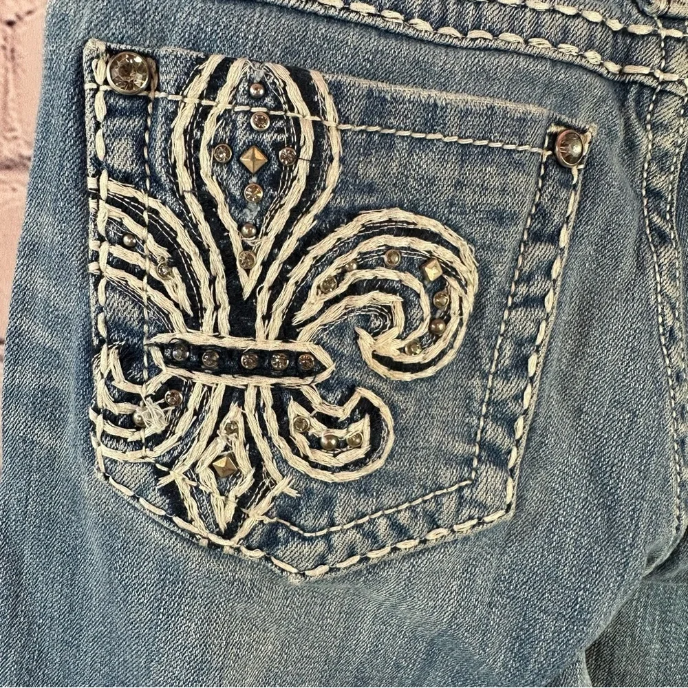 Miss Me low rise Y2K Distressed Skinny Jeans womens 27 embellished boho festival